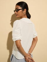 Immaculate Vegan - Baukjen Marti Organic Cotton Broderie Detail Blouse