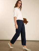 Immaculate Vegan - Baukjen Ebru Ponte Straight Leg Crop Trousers | Classic Navy