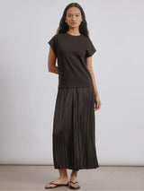 Immaculate Vegan - Albaray Greek Cotton Plisse Dress | Chocolate