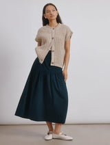 Immaculate Vegan - Albaray Navy Drop Waist Twill Skirt