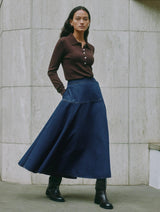 Immaculate Vegan - Albaray Denim Basque Midi Skirt