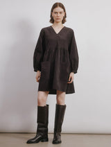 Immaculate Vegan - Albaray Brown Short Cord Pocket Dress