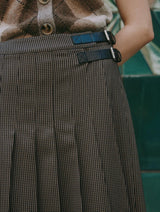 Immaculate Vegan - Albaray Houndstooth Pleat Midi Skirt