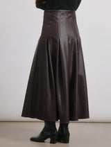 Immaculate Vegan - Albaray Faux Leather Pleat Midi Skirt