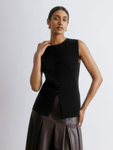 Immaculate Vegan - Albaray Black Longline Knitted Waistcoat