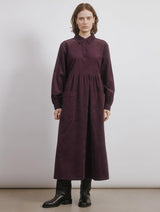 Immaculate Vegan - Albaray Burgundy Cord Placket Midi Dress