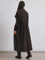 Immaculate Vegan - Albaray Brown Cord Placket Midi Dress