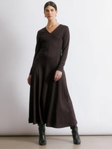 Immaculate Vegan - Albaray Chocolate Godet Midi Dress