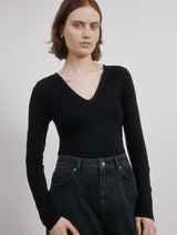 Immaculate Vegan - Albaray Black Deep V Neck Top