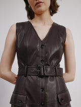 Immaculate Vegan - Albaray Faux Leather Belted Dress