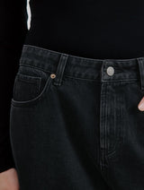 Immaculate Vegan - Albaray Black Mid-Rise Barrel Jean