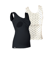 Immaculate Vegan - The Bshirt Nursing Twin Pack Cotton Vest | Black & Cream/Black Spots