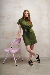 Immaculate Vegan - KOMODO RAFIKI - Organci Linen Cotton Dress - Khaki