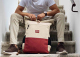 Immaculate Vegan - 8000kicks Everyday Vegan Hemp Backpack | Beige & Red