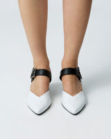 Immaculate Vegan - Bohema Marilyn Women's Vegea® Grape Leather Slingback Heels | Black & White