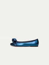 Immaculate Vegan - BIKKOU 9:30am Hearing in Court Vegan Leather Bow Flats | Electric Blue