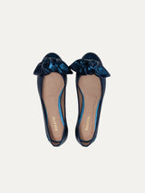 Immaculate Vegan - BIKKOU 9:30am Hearing in Court Vegan Leather Bow Flats | Electric Blue