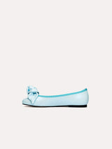 Immaculate Vegan - BIKKOU 9:30am Hearing in Court Vegan Leather Bow Flats | Opaline Blue