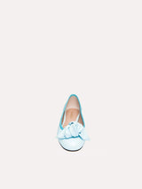 Immaculate Vegan - BIKKOU 9:30am Hearing in Court Vegan Leather Bow Flats | Opaline Blue