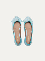 Immaculate Vegan - BIKKOU 9:30am Hearing in Court Vegan Leather Bow Flats | Opaline Blue