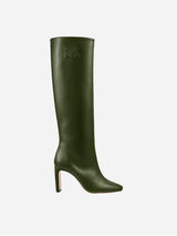 Immaculate Vegan - BIKKOU 8.30am Cactus Leather Vegan High Knee Heeled Boots | Dark Green