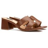 Immaculate Vegan - V.GAN Bok Women's Vegan Leather Mule Heel Sandals | Tan