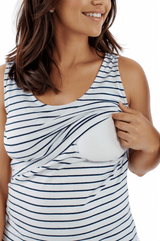 Immaculate Vegan - The Bshirt Nursing vest in White/Navy Stripe