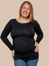 Immaculate Vegan - The Bshirt Maternity Cotton Long Sleeve Top | Black