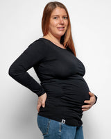 Immaculate Vegan - The Bshirt MATERNITY LONG SLEEVE TOP IN BLACK