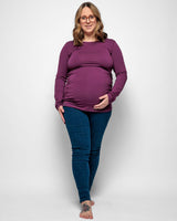 Immaculate Vegan - The Bshirt MATERNITY LONG SLEEVE TOP IN PLUM