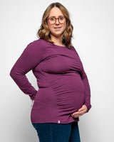 Immaculate Vegan - The Bshirt MATERNITY LONG SLEEVE TOP IN PLUM