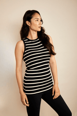 Immaculate Vegan - The Bshirt Bshirt Nursing Rib Racer Vest in Black Stripe