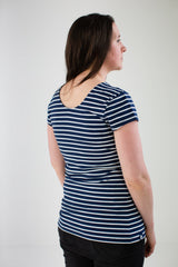 Immaculate Vegan - The Bshirt Nursing short sleeve t-shirt in Navy/White Stripes