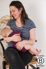 Immaculate Vegan - The Bshirt Nursing short sleeve t-shirt in Navy/White Stripes