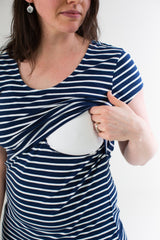 Immaculate Vegan - The Bshirt Nursing short sleeve t-shirt in Navy/White Stripes