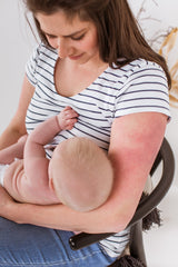 Immaculate Vegan - The Bshirt Nursing short sleeve t-shirt in White/Navy Stripes