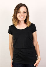 Immaculate Vegan - The Bshirt Bshirt Nursing short sleeve t-shirt Twin Pack- Black & Navy/White Stripe