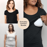 Immaculate Vegan - The Bshirt Bshirt Nursing short sleeve t-shirt Twin Pack- Black & Cream/Black Spots
