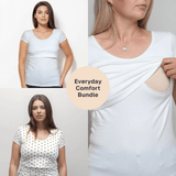 Immaculate Vegan - The Bshirt Bshirt Nursing short sleeve t-shirt Twin Pack- White & Cream/Black Spots