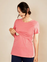 Immaculate Vegan - The Bshirt Nursing Crew Neck Organic Cotton T-shirt | Rose