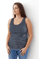 Immaculate Vegan - The Bshirt Bshirt Nursing Vest - Twin Pack -Plum & Navy/White Stripes