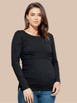 Immaculate Vegan - The Bshirt Nursing Long Sleeve Cotton T-shirt | Black