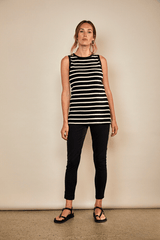 Immaculate Vegan - The Bshirt Bshirt Women's Rib Racer Vest in Black and White Stripe