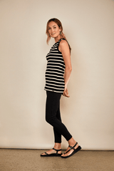 Immaculate Vegan - The Bshirt Bshirt Women's Rib Racer Vest in Black and White Stripe