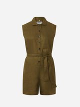 Immaculate Vegan - KOMODO Sienna Women's Organic Linen Cotton Playsuit | Khaki