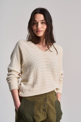 Immaculate Vegan - KOMODO CLOVER - Pointelle Knit Organic Cotton Jumper - Cream