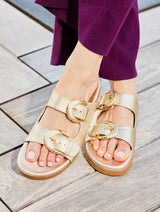 Immaculate Vegan - Minuit sur Terre Camellia Vegan Leather Sandals | Gold