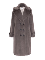 Immaculate Vegan - Issy London Kelly Double Breasted Longline Faux Fur Coat Taupe