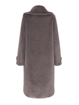 Immaculate Vegan - Issy London Kelly Double Breasted Longline Faux Fur Coat Taupe