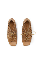 Immaculate Vegan - AGAZI DANCE YOUR WAY (toffi) – ażurowe sandały na słupku ze skóry z grzybów